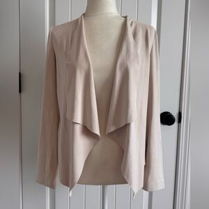 Zara Size Small Cream, Open Front, Unlined Blazer. Soft, suede-like material.